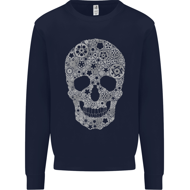 Gear Skull Biker Motorcycle Motorbike Cars Mens Sweatshirt Jumper Navy Blue