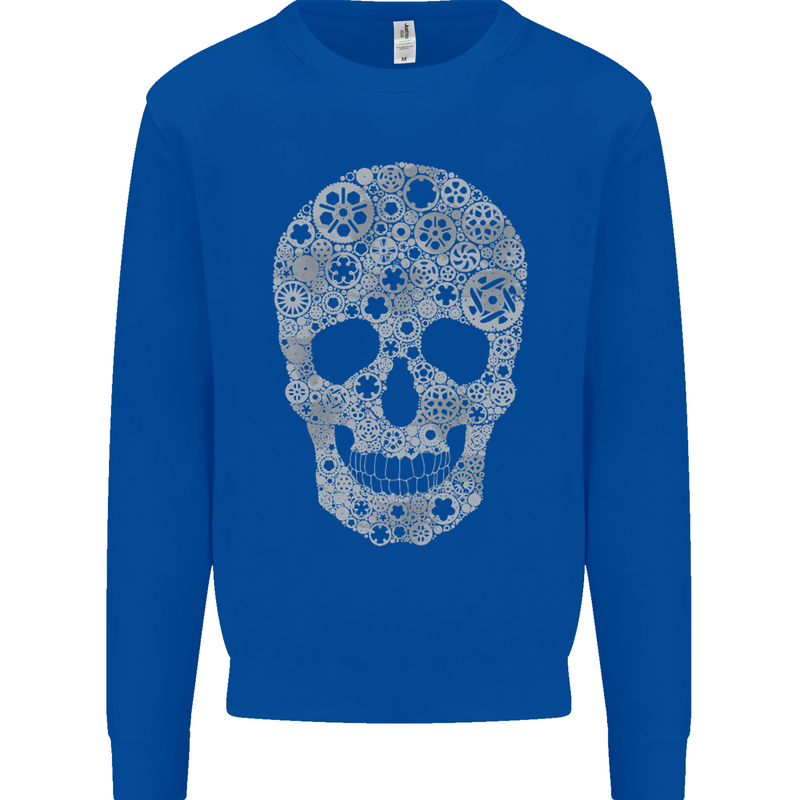 Gear Skull Biker Motorcycle Motorbike Cars Mens Sweatshirt Jumper Royal Blue