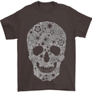 Gear Skull Biker Motorcycle Motorbike Cars Mens T-Shirt Cotton Gildan Dark Chocolate