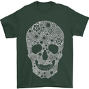 Gear Skull Biker Motorcycle Motorbike Cars Mens T-Shirt Cotton Gildan Forest Green