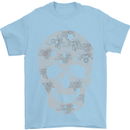Gear Skull Biker Motorcycle Motorbike Cars Mens T-Shirt Cotton Gildan Light Blue