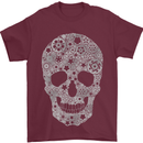 Gear Skull Biker Motorcycle Motorbike Cars Mens T-Shirt Cotton Gildan Maroon