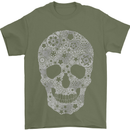 Gear Skull Biker Motorcycle Motorbike Cars Mens T-Shirt Cotton Gildan Military Green