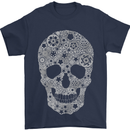 Gear Skull Biker Motorcycle Motorbike Cars Mens T-Shirt Cotton Gildan Navy Blue