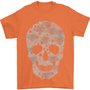 Gear Skull Biker Motorcycle Motorbike Cars Mens T-Shirt Cotton Gildan Orange