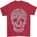 Gear Skull Biker Motorcycle Motorbike Cars Mens T-Shirt Cotton Gildan Red