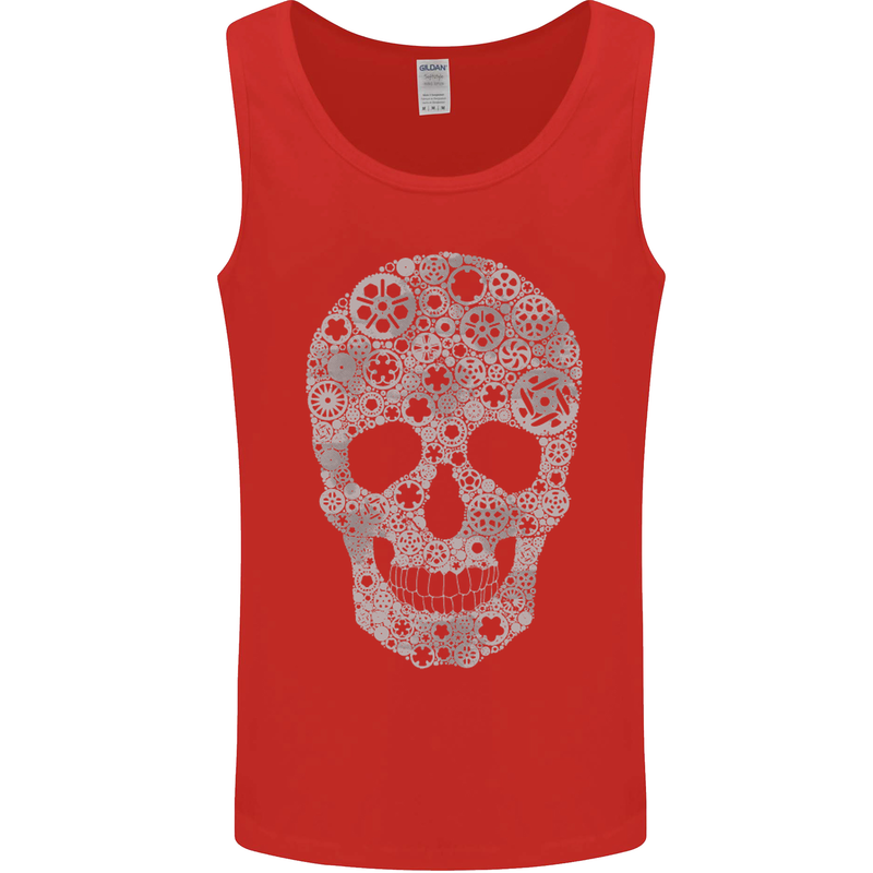 Gear Skull Biker Motorcycle Motorbike Cars Mens Vest Tank Top Red