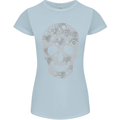 Gear Skull Biker Motorcycle Motorbike Cars Womens Petite Cut T-Shirt Light Blue