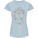 Gear Skull Biker Motorcycle Motorbike Cars Womens Petite Cut T-Shirt Light Blue