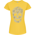 Gear Skull Biker Motorcycle Motorbike Cars Womens Petite Cut T-Shirt Yellow