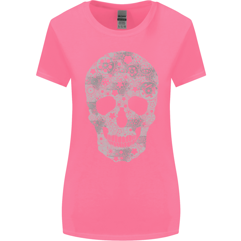 Gear Skull Biker Motorcycle Motorbike Cars Womens Wider Cut T-Shirt Azalea