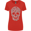 Gear Skull Biker Motorcycle Motorbike Cars Womens Wider Cut T-Shirt Red
