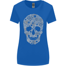 Gear Skull Biker Motorcycle Motorbike Cars Womens Wider Cut T-Shirt Royal Blue