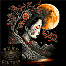 A Geisha Girl Cherry Blossom Moon Fantasy Mens Light Cotton T-Shirt
