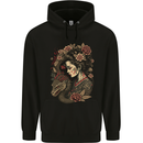 Geisha Girl With Dragon & Roses Fantasy Childrens Kids Hoodie Black