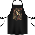 Geisha Girl With Dragon & Roses Fantasy Cotton Apron 100% Organic Black