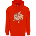 Gekko With Flowers Lizards Childrens Kids Hoodie Bright Red