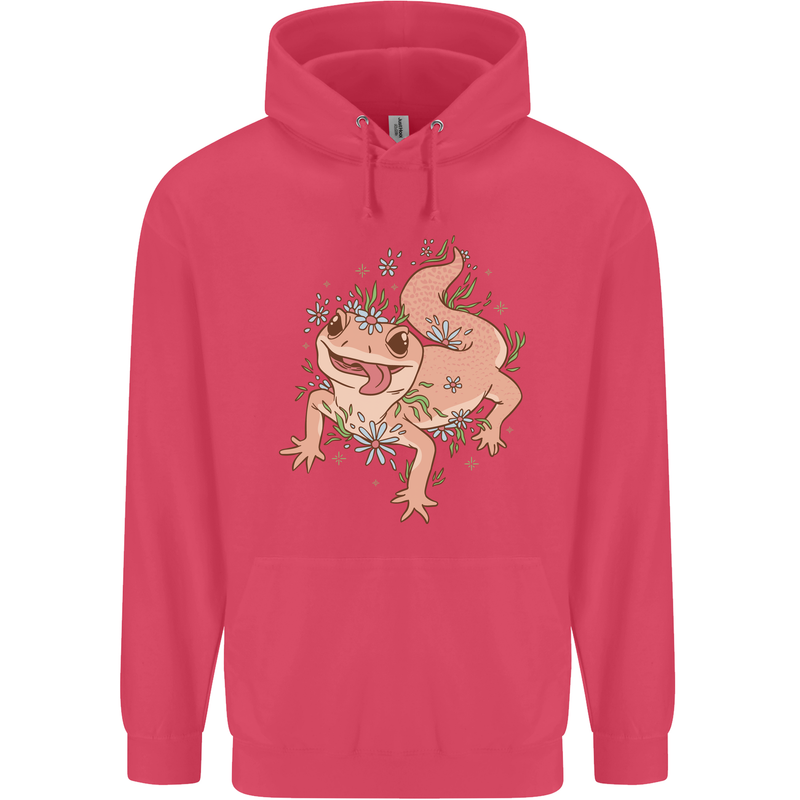 Gekko With Flowers Lizards Childrens Kids Hoodie Heliconia