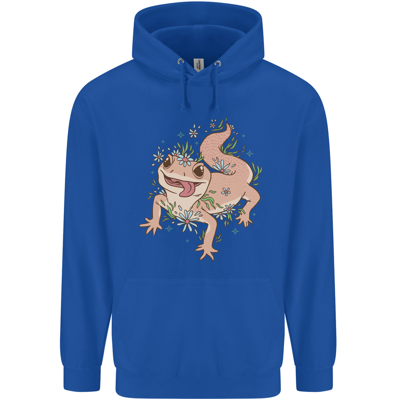 Gekko With Flowers Lizards Childrens Kids Hoodie Royal Blue