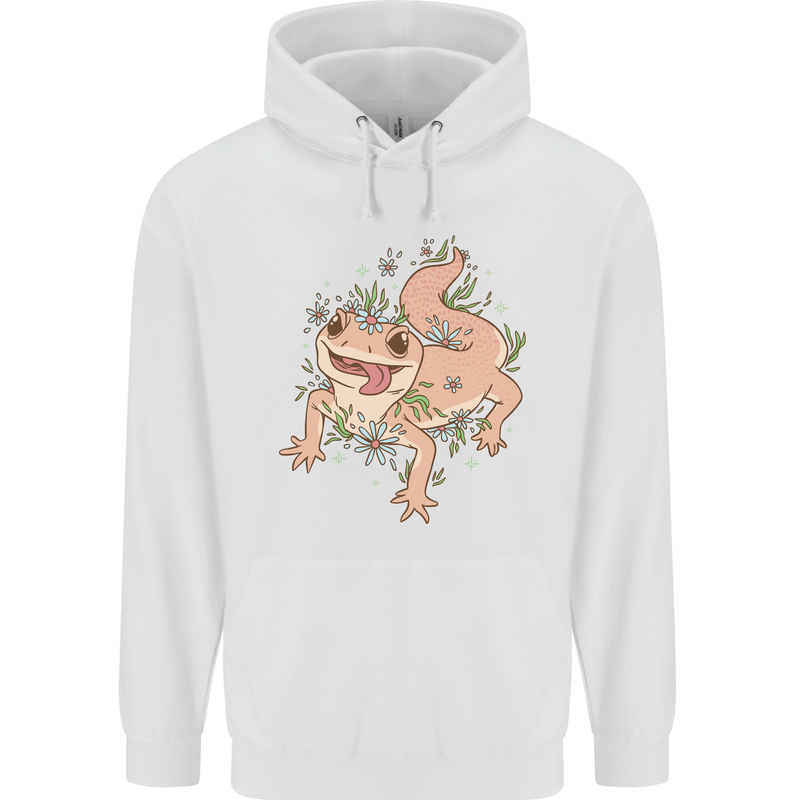 Gekko With Flowers Lizards Childrens Kids Hoodie White