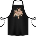 Gekko With Flowers Lizards Cotton Apron 100% Organic Black