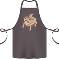 Gekko With Flowers Lizards Cotton Apron 100% Organic Dark Grey