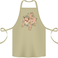 Gekko With Flowers Lizards Cotton Apron 100% Organic Khaki