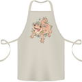 Gekko With Flowers Lizards Cotton Apron 100% Organic Natural