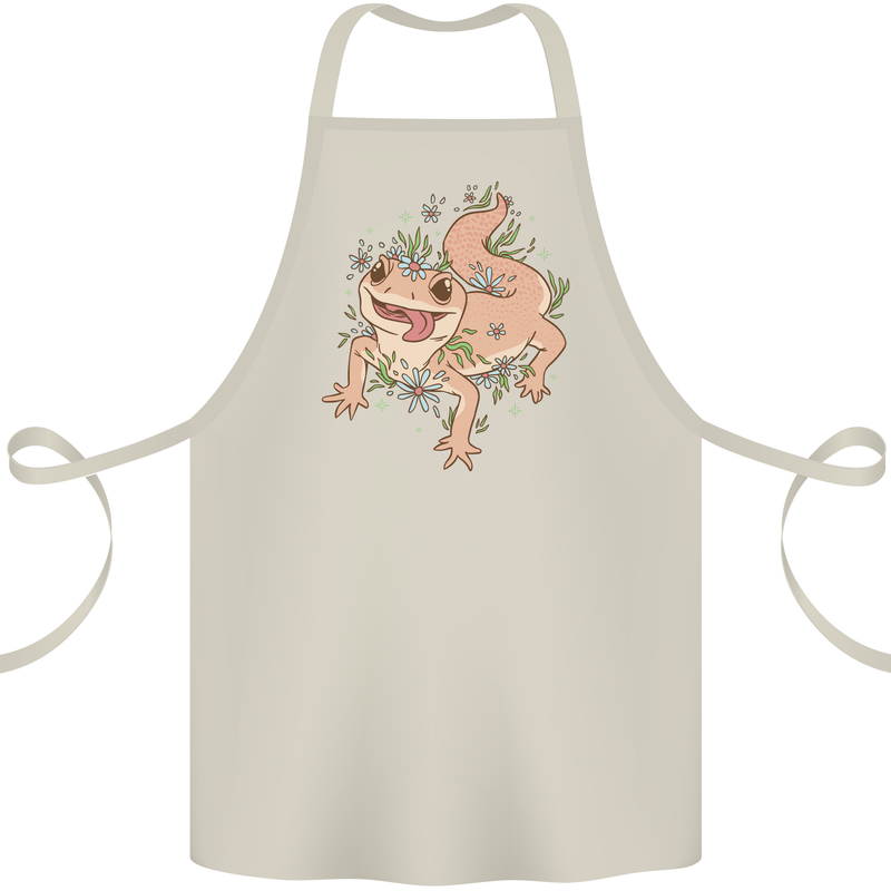 Gekko With Flowers Lizards Cotton Apron 100% Organic Natural