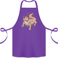 Gekko With Flowers Lizards Cotton Apron 100% Organic Purple