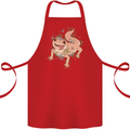 Gekko With Flowers Lizards Cotton Apron 100% Organic Red