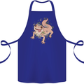 Gekko With Flowers Lizards Cotton Apron 100% Organic Royal Blue