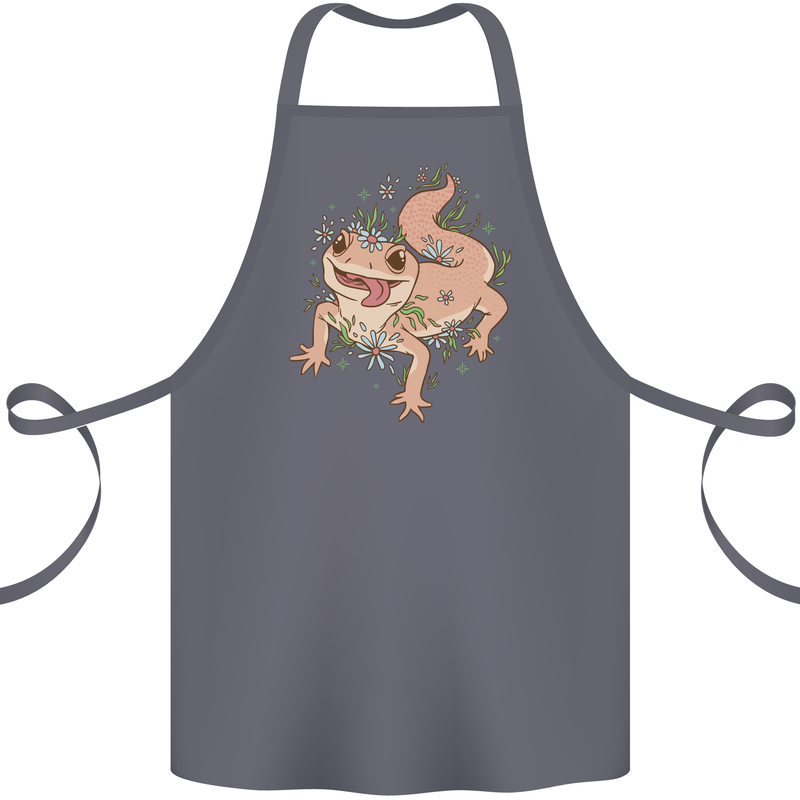 Gekko With Flowers Lizards Cotton Apron 100% Organic Steel