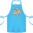 Gekko With Flowers Lizards Cotton Apron 100% Organic Turquoise