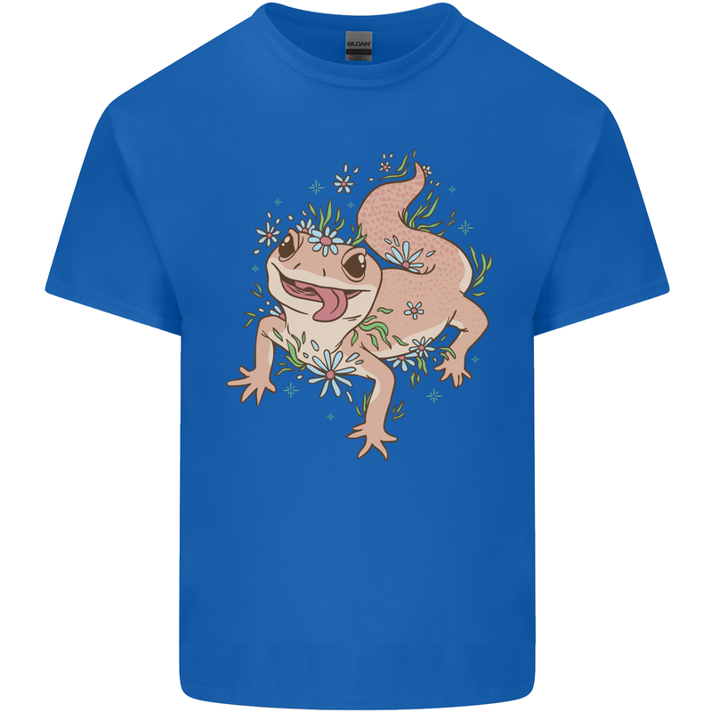 Gekko With Flowers Lizards Kids T-Shirt Childrens Royal Blue