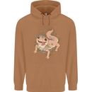 Gekko With Flowers Lizards Mens 80% Cotton Hoodie Caramel Latte