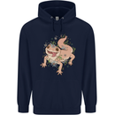 Gekko With Flowers Lizards Mens 80% Cotton Hoodie Navy Blue