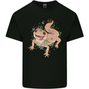 Gekko With Flowers Lizards Mens Cotton T-Shirt Tee Top Black