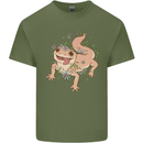 Gekko With Flowers Lizards Mens Cotton T-Shirt Tee Top Military Green