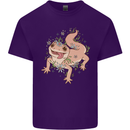 Gekko With Flowers Lizards Mens Cotton T-Shirt Tee Top Purple
