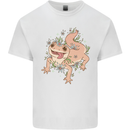 Gekko With Flowers Lizards Mens Cotton T-Shirt Tee Top White