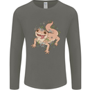 Gekko With Flowers Lizards Mens Long Sleeve T-Shirt Charcoal