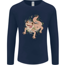 Gekko With Flowers Lizards Mens Long Sleeve T-Shirt Navy Blue