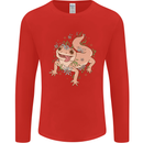 Gekko With Flowers Lizards Mens Long Sleeve T-Shirt Red
