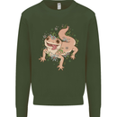 Gekko With Flowers Lizards Mens Sweatshirt Jumper Forest Green