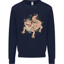 Gekko With Flowers Lizards Mens Sweatshirt Jumper Navy Blue