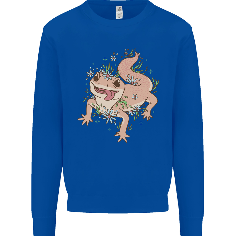 Gekko With Flowers Lizards Mens Sweatshirt Jumper Royal Blue