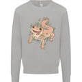 Gekko With Flowers Lizards Mens Sweatshirt Jumper Sports Grey