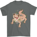 Gekko With Flowers Lizards Mens T-Shirt Cotton Gildan Charcoal
