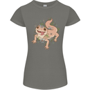 Gekko With Flowers Lizards Womens Petite Cut T-Shirt Charcoal